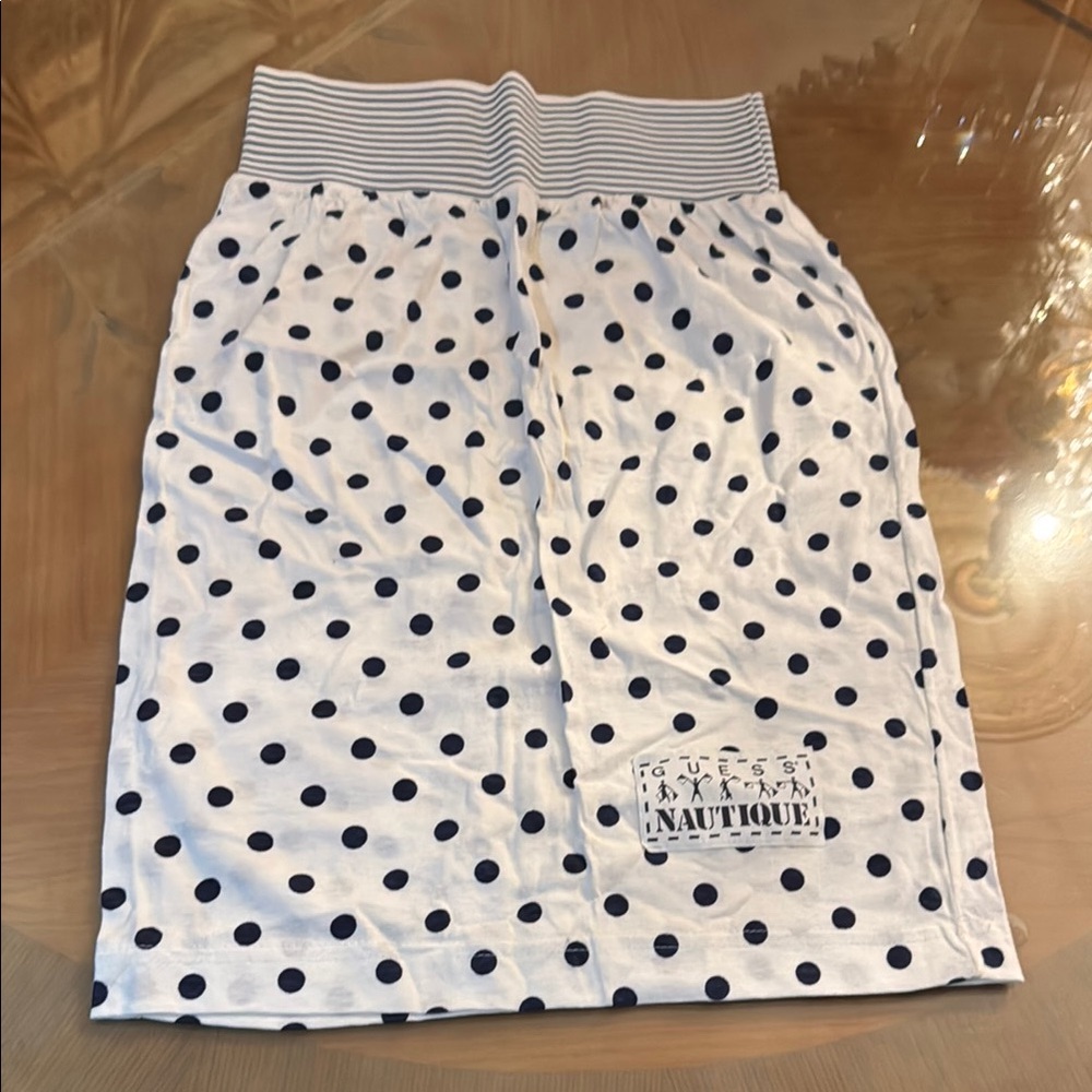 Guess White and Black Polka Dot Pencil Skirt